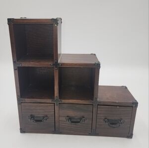 Vintage Japanese Tansu small Wood miniature curio mini wall step stair display